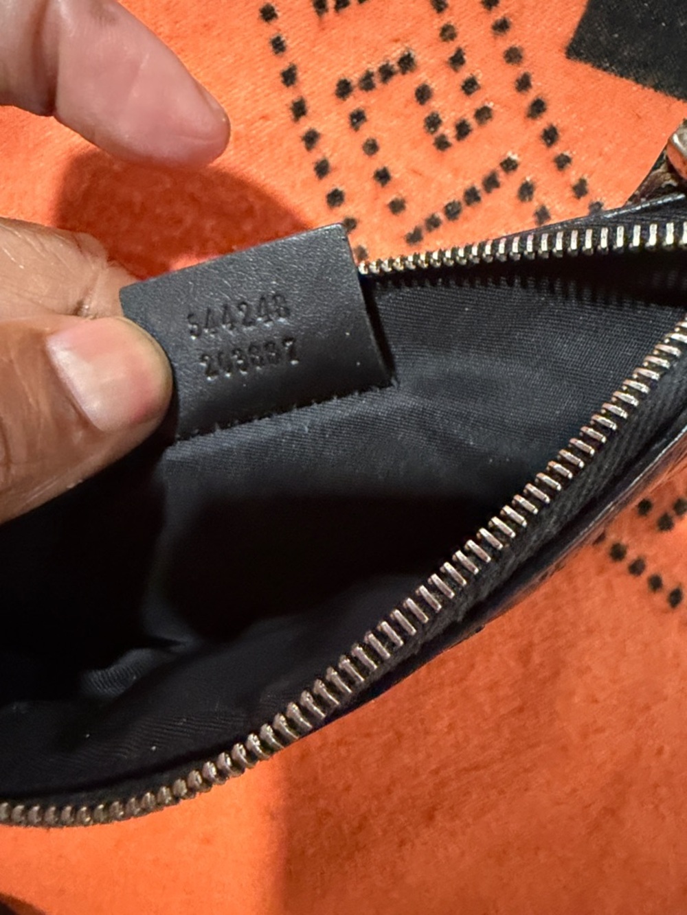 Gucci Black Embossed GG Leather Wristlet with Gold Chain - Picture 3 of 7